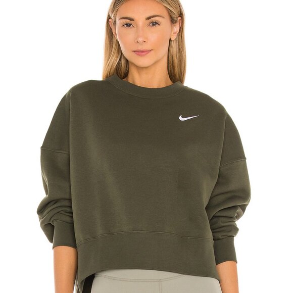 Nike Tops - Nike NSW Crew Fleece Sweatshirt Cargo Khaki CK0168-325 Women’s Small Streetwear